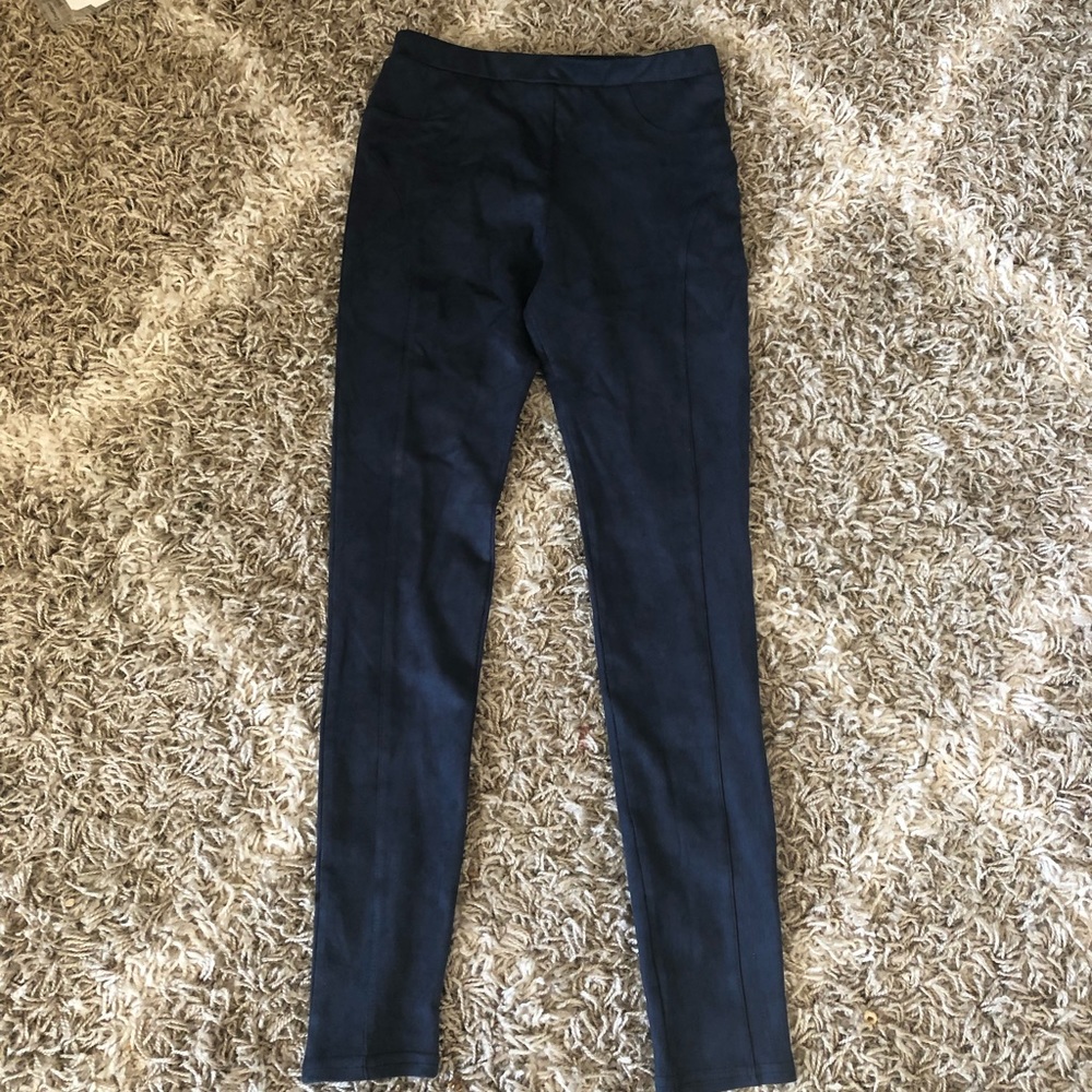 Suede navy work leggings